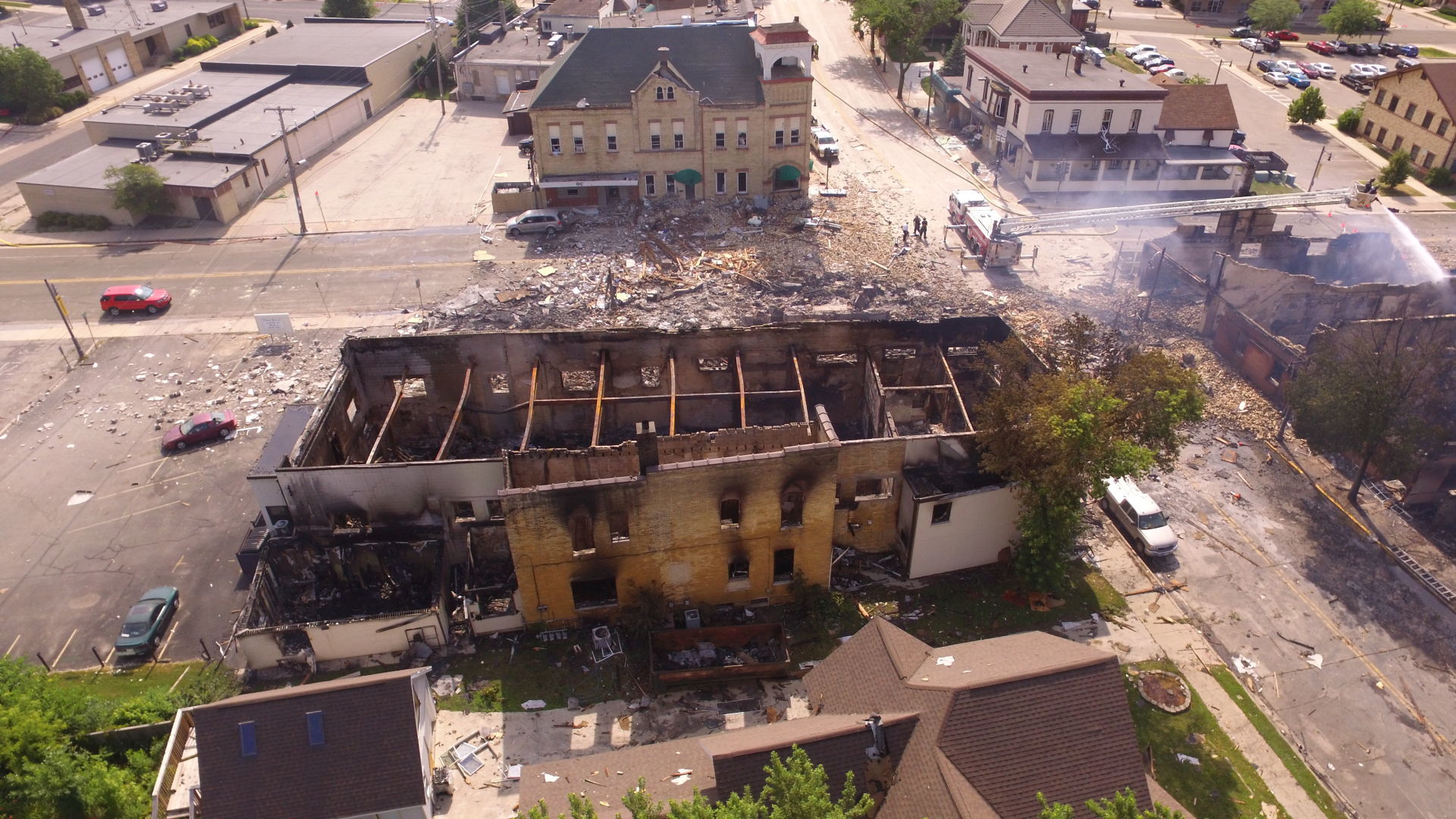 View of explosion site from a drone